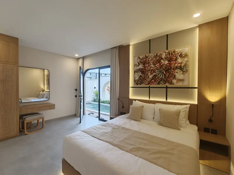 Bedroom in the three bedroom pool villa